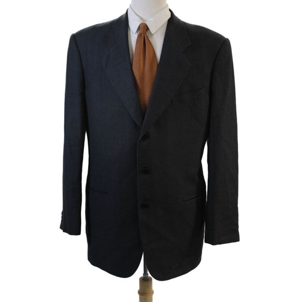 Giorgio Armani Le Collezioni Men Dark Gray 100% Wool Suit Jacket 90s Size 42